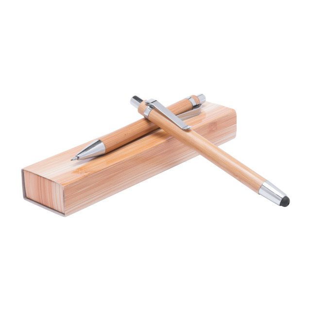 Heleon Set stylo à bille stylet et portemine en bambou naturelle