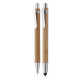 Heleon Set stylo à bille stylet et porte-mine en bambou naturelle